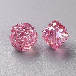 透明なアクリルビーズ  ABカラー  花  ショッキングピンク  18x16.5mm  穴：2.5mm  約228個/500g&nbsp;TACR-S154-31C-705