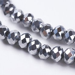 Faceted Rondelle Electroplate Glass Beads Strands&nbsp;X-EGLA-D009-27