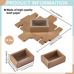 クラフト紙 厚紙 ギフト引き出しボックス  プラスチックカバー付き  長方形  バリーウッド  完成品：11.1x8.2x4.2cm&nbsp;CON-WH0085-129A