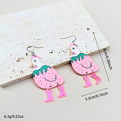 イースターのアクリルダングルイヤリング  おんどり  プラチナ  パールピンク  80x33mm&nbsp;FS-WG6C750-01