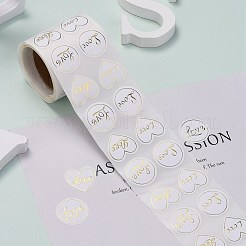 Heart and Flat Round with Word Love Valentine's Stickers Self Adhesive Tag Labels&nbsp;X-DIY-E023-05