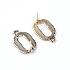合金製スタッドピアスパーツ  リング付き  オーバル  マットライトゴールド  19x12.5x1.5mm  穴：2mm  ピン：1mm&nbsp;PALLOY-WH0085-15LG