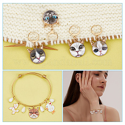 Alloy Enamel Cat Head Pendant Stitch Markers&nbsp;HJEW-AB00235