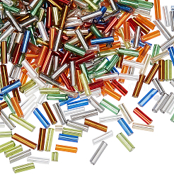 ガラスのラッパビーズ 50g  銀並ぶ  ミックスカラー  6~8x1.8mm  穴：0.6mm&nbsp;SEED-SP0001-09