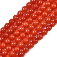 天然染め白翡翠ビーズ連売り  スムーズなラウンド  ファイヤーブリック  6mm  穴：1mm  約62個/連  14.96''（38センチメートル）&nbsp;GG-CBAEB22-B01-6mm-06