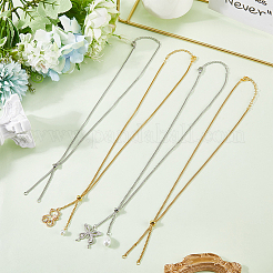 10Pcs 2 Colors Adjustable 304 Stainless Steel Curb Chains Necklaces Making&nbsp;MAK-SC0001-43