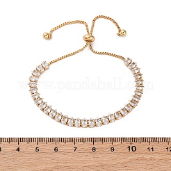Brass Pave Clear Cubic Zirconia Horse Eye Box Chain Slider Bracelets&nbsp;BJEW-YWC0002-06B-G