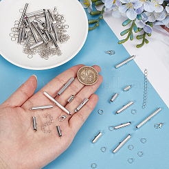 140Pcs 7 Styles Iron Slide On End Clasp Tubes&nbsp;DIY-CN0001-09P