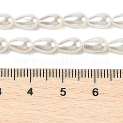 電気メッキシェルパールビーズ連売り  ドロップ  ホワイト  7~8x4~5mm  穴：1~1.2mm  約57個/連  15.7インチ（40cm）&nbsp;BSHE-G010-4x7mm-01