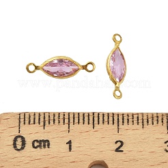 Brass Pave K9 Glass Connector Charms&nbsp;KK-Q059-01D-G