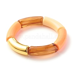 アクリル & ccb プラスチック カーブ チューブ ビーズ ストレッチ ブレスレット セット女性  ミックスカラー  内径：53mm&nbsp;X-BJEW-JB07318