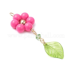 アクリルと304ステンレス鋼の大きなペンダント  花  ゴールドカラー  52x16x6mm  穴：3mm&nbsp;PALLOY-JF04512-01