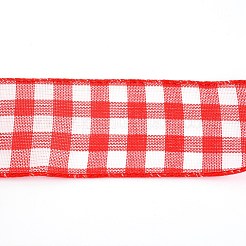 ポリエステルリボン  タータン柄のフラット  レッド  65x0.5mm  6 m /ロール&nbsp;OCOR-TAC0008-30