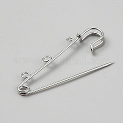 アイアン製ブローチパーツ  カン付き  キルトピン  プラチナ  18x59x5mm  穴：3mm&nbsp;LS-IFIN-WH20004-06