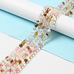 チェリークォーツガラスビーズ連売り  ラウンド  多面カット  6mm  穴：1mm  約62個/連  14.57''（37センチメートル）&nbsp;G-P476-01B-01