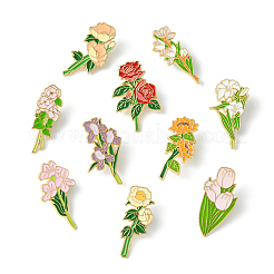 14個 14スタイルの花のエナメルピン  バックパック用合金ラペルピンバック  ミックスカラー  40~45x17~27.5mm  1個/スタイル&nbsp;JEWB-CJ0001-75