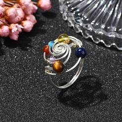 Copper Wire Wrapped Vortex Finger Ring&nbsp;RJEW-TA00101-02