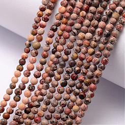 天然ヒョウ肌ジャスパービーズ連売り  ラウンド  3~3.5mm  穴：0.7mm  約115~125個/連  16インチ&nbsp;G-K146-68-3mm