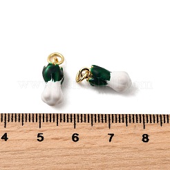 真鍮製エナメルペンダント  丸カン付き  長持ちメッキ  カドミウムフリー＆鉛フリー  ラックめっき  18KGP本金メッキ  白菜  グリーン  15.5x7x6mm  穴：3.5mm&nbsp;KK-A252-13A-G