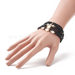6Pcs 6 Style Natural Shell & Glass Star & Round Beaded Stretch Bracelets Set for Women&nbsp;BJEW-JB09945-02