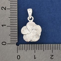 上質なシルバーの花チャーム（バチカン付き）とスタンプ999枚  銀  15x12x7mm  穴：4.5x2mm&nbsp;STER-P069-02A-S