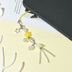 ガラス＆合金＆アクリル携帯ストラップ  きいろ  16cm&nbsp;HJEW-FS00004