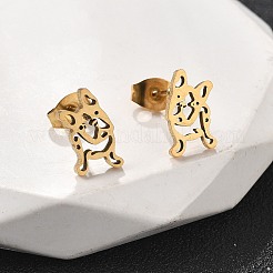 Hollow French Bulldog 201 Stainless Steel Pendant Necklaces & Stud Earrings Sets for Women&nbsp;SJEW-Q025-06G