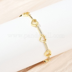 Brass Micro Pave Clear Cubic Zirconia Link Chain Bracelets for Women&nbsp;BJEW-F504-10G