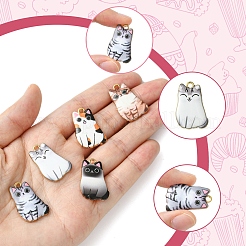 14個5スタイルアロイエナメルペンダント  カドミウムフリー＆ニッケルフリー＆鉛フリー  猫  ミックスカラー  25x16x3mm  穴：1.8mm&nbsp;ENAM-FS0001-95
