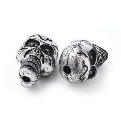 アンティークシルバーメッキアクリルビーズ  ハロウィンの頭蓋骨  23x17x15.5mm  穴：3.5mm&nbsp;X-PLS111Y
