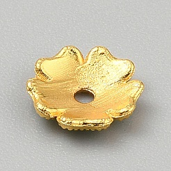 合金エナメルビーズキャップ  花  ゴールドカラー  グリーン  8.5x2mm  穴：1.4mm&nbsp;FIND-TAC0020-35C
