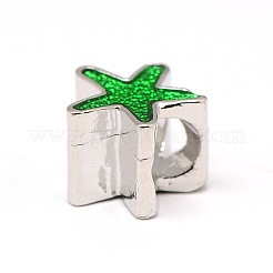 プラチナメッキ合金エナメル欧州ビーズ  大穴ビーズ  ヒトデ/海星  ミックスカラー  10x8.5mm  穴：5mm&nbsp;MPDL-A023-C