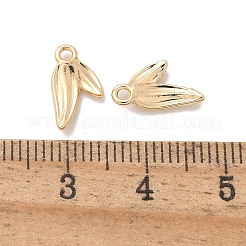 真鍮チャーム  葉のチャーム  14KGP本金メッキ  12x7x1.5mm  穴：1.2mm  5個/セット&nbsp;KK-A244-06B-G