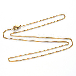 304ステンレススチールカーブチェーンネックレス  カニカン付き  ゴールドカラー  リンク：2x1.8x0.5mm  19.68インチ（50cm）&nbsp;NJEW-S420-001B-G