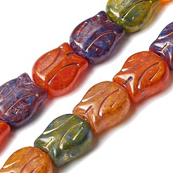 塗装ガラスビーズ連売り  ゴールドライン入り  花  ミックスカラー  12~12.5x10~10.5x6~6.5mm  穴：1.2mm  約25個/連  11.61''（29.5センチメートル）&nbsp;GLAA-Z021-20