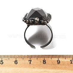 天然スモーキークォーツの指輪  真鍮のパーツと  シールド  アンティークシルバー  usサイズ8 3/4(18.7mm)&nbsp;RJEW-A068-01AS