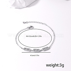 真鍮の楕円形リンクブレスレット  女性用アズキチェーンブレスレット  キュービックジルコニア付き  銀  内径：6-1/4インチ（16cm）&nbsp;GZ7697