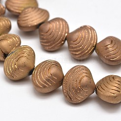 つや消し電気メッキガラスシェルビーズ連売り  ミックスカラー  12x14.5x10mm  穴：1mm  約32個/連  16インチ&nbsp;EGLA-M002-M