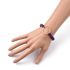 Round Natural Amethyst Stretch Beaded Bracelets&nbsp;BJEW-JB05408-03