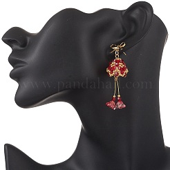 Christmas Bell Brass Glass Dangle Stud Earrings&nbsp;EJEW-MZ00612-03
