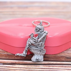 Skull Sitting on Toilet Pendant Keychain&nbsp;SKUL-PW0004-44
