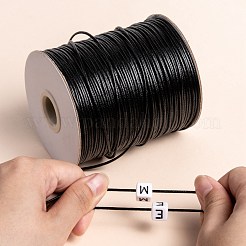 韓国のワックスポリエステルコード  ビードコード  ブラック  1.2mm  約185ヤード/ロール&nbsp;YC-1.2mm-1