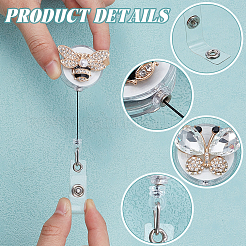 6Pcs Alloy Rhinestone Clip-On Retractable Badge Holders&nbsp;HJEW-NB00305