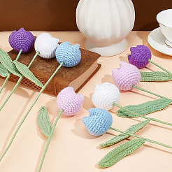 8Pcs 4 Colors Polyester with Iron Wire Artificial Tulip Flower&nbsp;AJEW-ME0001-26B