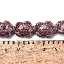 手作り陶器ビーズ連売り  カメ  光沢釉の磁器  パープル  17x14x8mm  穴：1.8mm  約22個/連  14.3インチ（36~37cm）&nbsp;LAMP-G140-02K