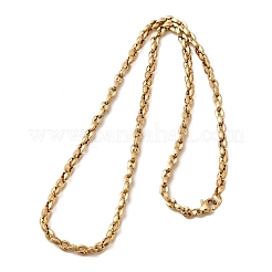 4mm 304ステンレススチール製コーヒー豆リンクチェーンネックレス（女性用）  PVD真空メッキ  22KGP本金メッキ  17.72インチ（45cm）&nbsp;NJEW-B134-06A-G