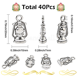 チベット風亜鉛合金ペンダントセット40個  鉛フリー＆カドミウムフリー  ランタンチャーム  アンティークシルバー  20x10x7mm  穴：2.5mm&nbsp;TIBEP-SC0003-35AS