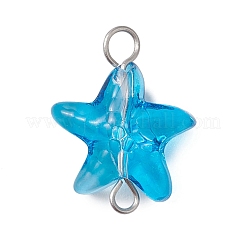 Starfish Gradient Color Baking Paint Transparent Glass Connector Charms&nbsp;PALLOY-JF03277-02