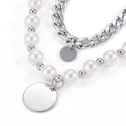 304 Stainless Steel Pendant Tiered Necklaces&nbsp;NJEW-O106-03P