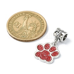 犬の足跡合金エナメルヨーロッパダングルチャーム  大穴ペンダント  ミックスカラー  17x16x1.5mm  穴：5mm  10個/セット&nbsp;PALLOY-JF02524